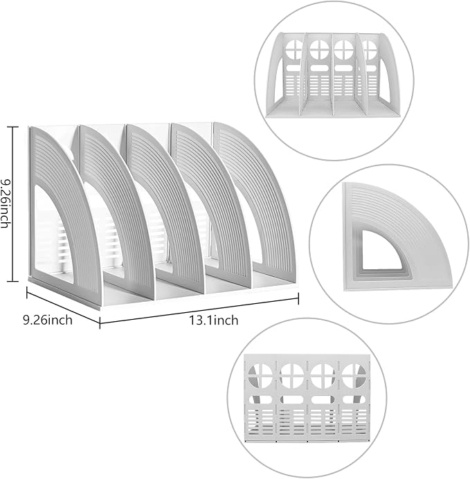 SAYEEC File Holder Storage Folder 4 Compartment Standing Desktop Hollow - Image 2
