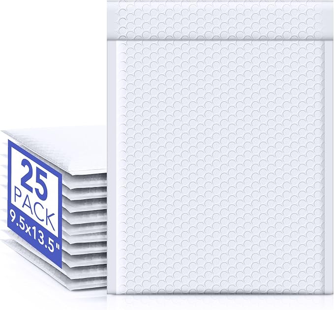 Fuxury White Bubble Mailers 9.5x14.5" 25 Pack Large Opaque Padded Envelopes | by Fuxury