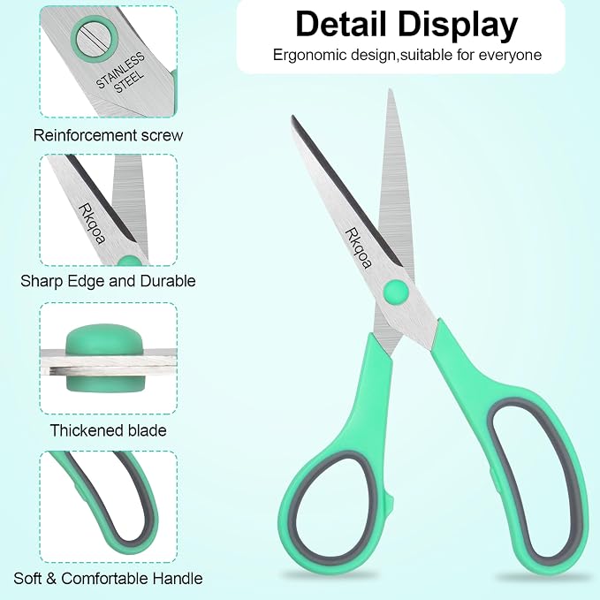 Scissors, 6 Pack 8" All Purpose Comfort-Grip Sharp Shears - Image 6