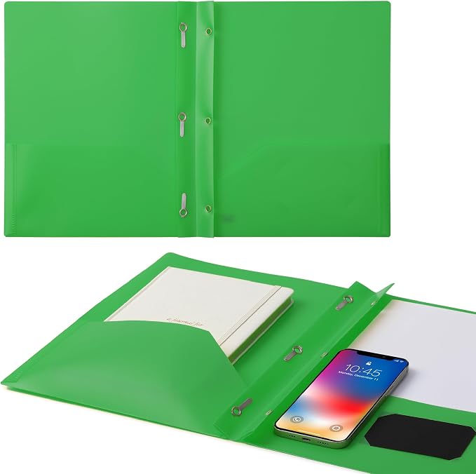 Mr. Pen- Plastic Folders with Pockets and Prongs, 24 Pack, Letter Size | Green - Image 7