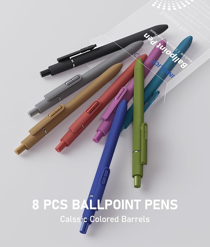 8 Pack Vintage Black Ballpoint Pens 1.0mm Fidget Pens - Image 5
