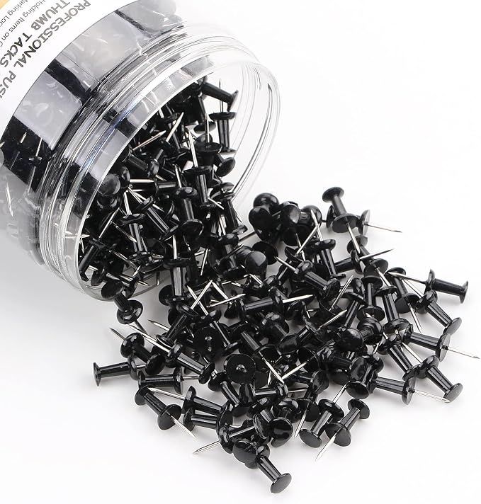 Black Push Pins 600 Count, Standard Dark Thumb Tacks - Image 2