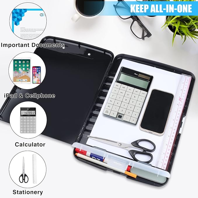 Black Clipboard with Storage Heavy Duty, TFDLCG zm Clip Boards 8.5x11 with Pen - Image 2