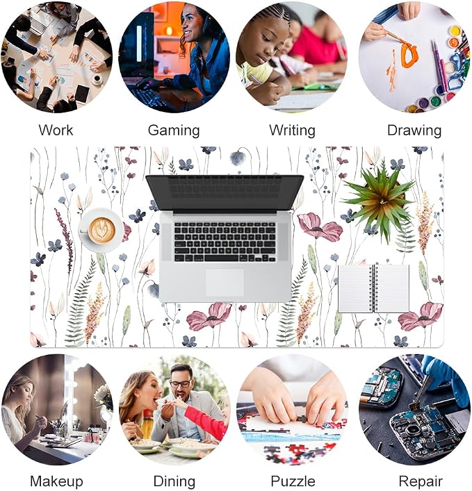 QIYI Large Mouse Pad, Cute Flower Desk Mat - Image 7