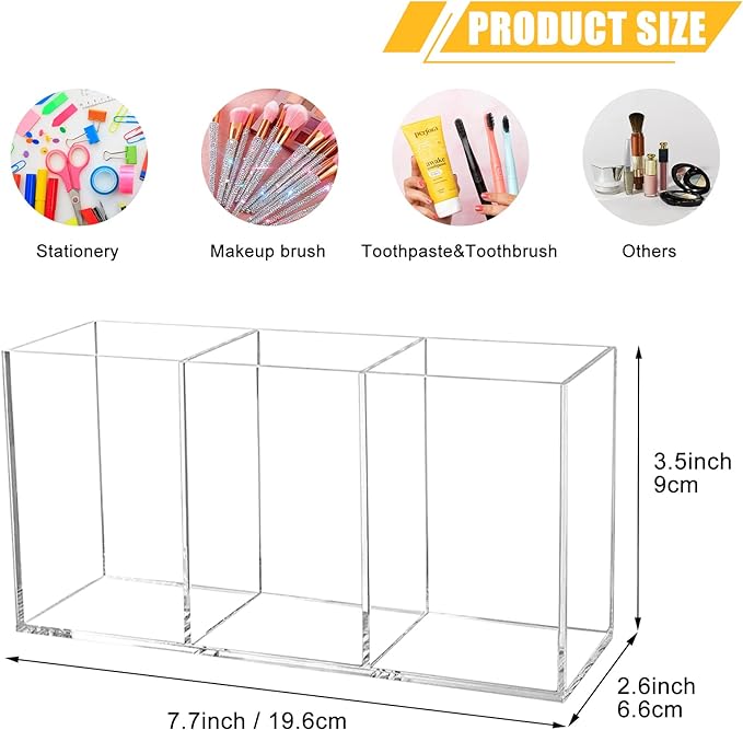 Cerpourt Clear Makeup Brush Organizer, Acrylic Cosmetic Brushes Storage Holder - Image 5