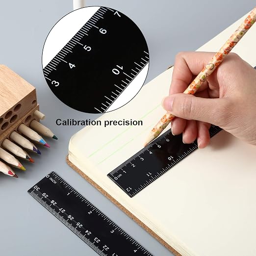 EBOOT 50 Pack 12 Inch Plastic Ruler Bulk Black Ruler - Image 3