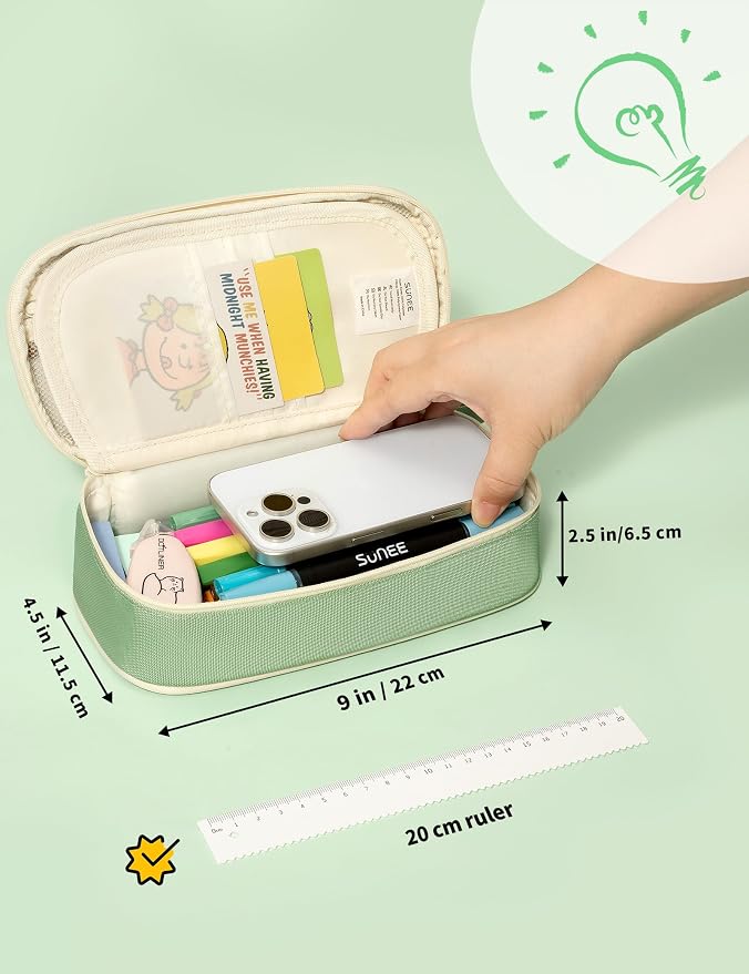 SUNEE Cute Pencil Case, Large Pencil Pouch, Aesthetic Big Pencil Bag - Image 5