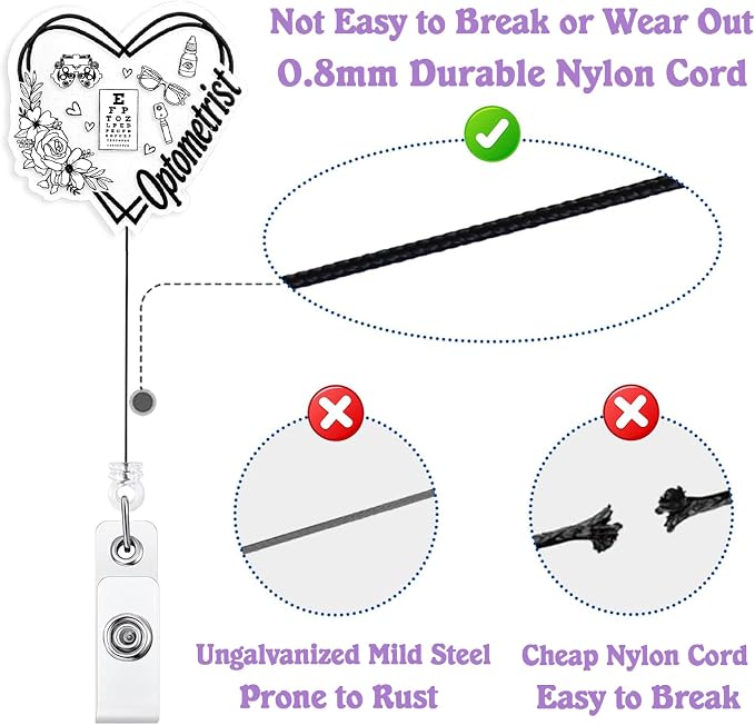 Cute Optometrist Badge Reel Retractable, Elegant Eye Doctor Acrylic Badge Holder - Image 4