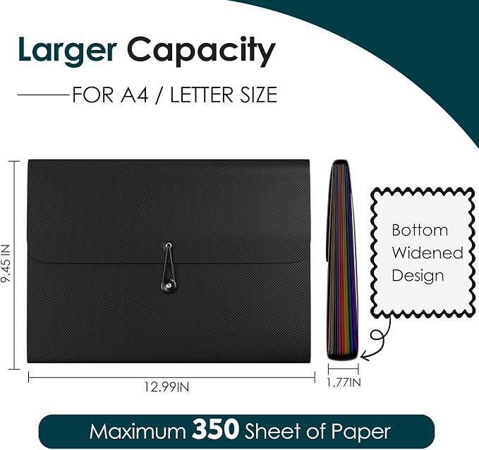 10 Pack Accordion File Organizer, 13 Pockets, Binder - Image 4