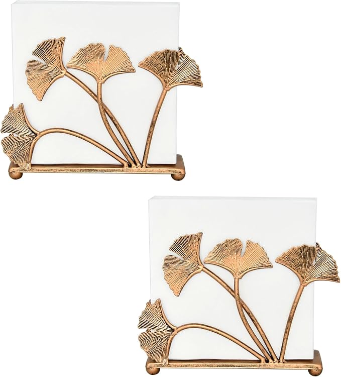 OwlGift Set of 2 Modern Ginkgo Leaves Design Napkin Holder by Owlgift