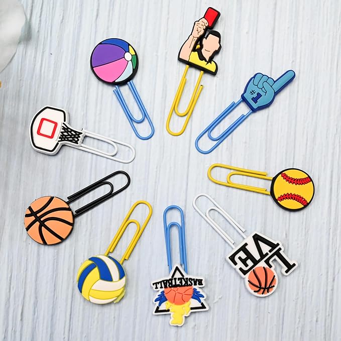30 PCS Sport Paper Clips Metal Ball Paperclip Large Size Paper Clip Cute - Image 6