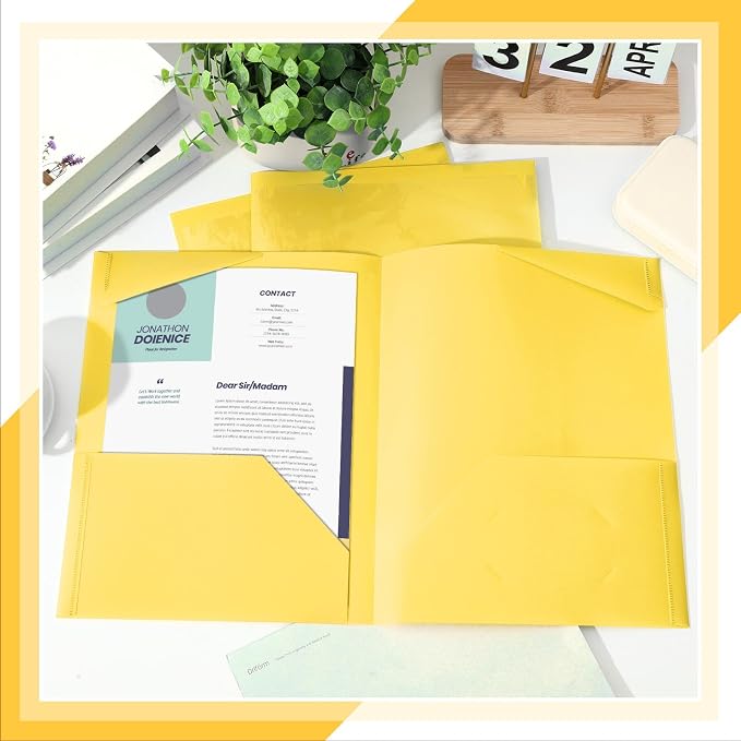 Henoyso 18 Pack Yellow Plastic Folders - Image 4