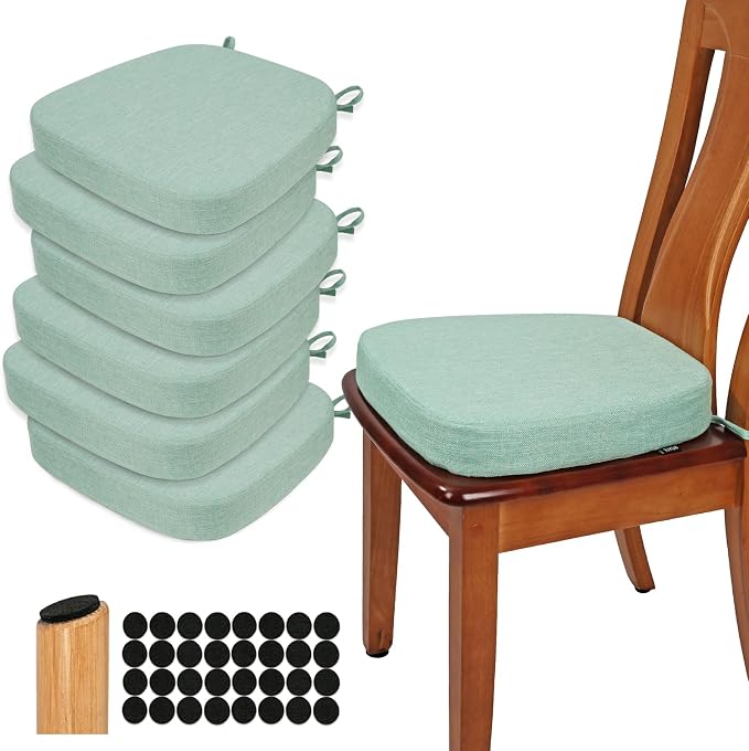 BUYUE Thickened 2.5" Dining Chair Cushions Set of 6, U-Shape High Density Foam by BUYUE