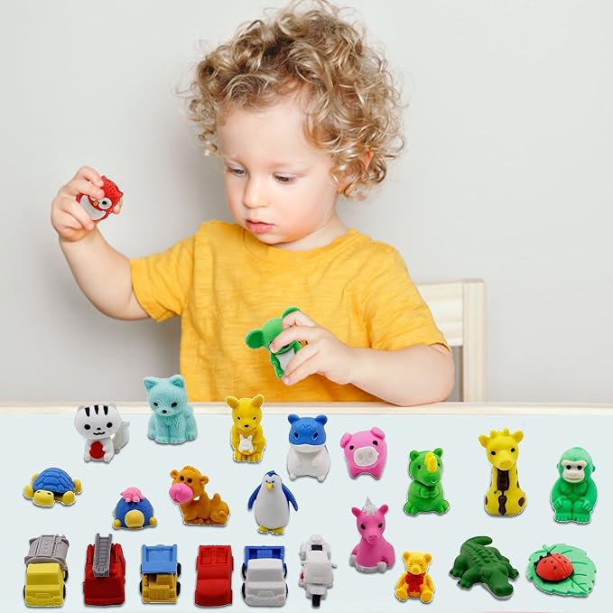 Cllayees 72 Pcs Assorted Animal Pencil Erasers Desk Pets, Bulk Mini Pencil - Image 5