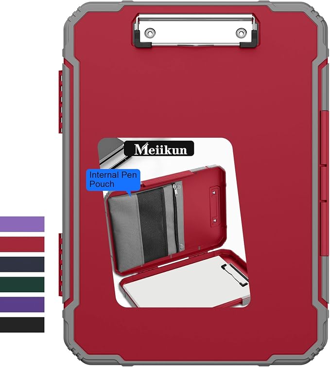 Meiikun Clipboard with Storage, Rugged Shockproof Protective, Internal Pen by Meiikun