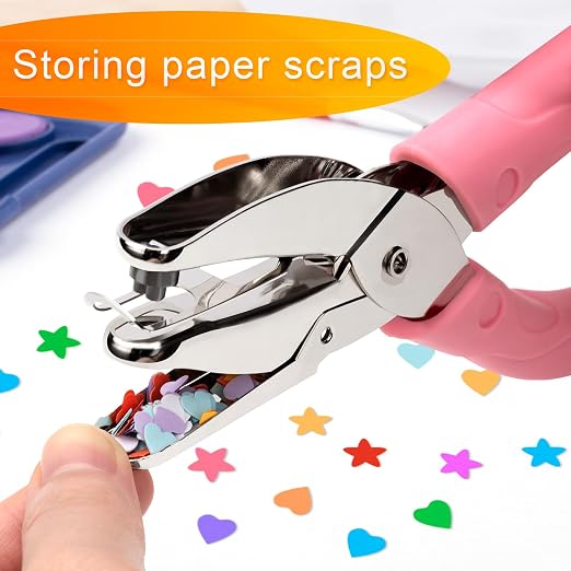 2 Pack Handheld Hole Paper Punch Kit, Single Hole Punch, Heart and Star Hole - Image 4