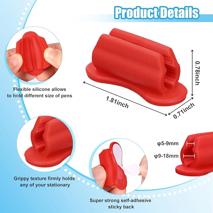 BOBOKA 20 Pack Upgraded Pencil Holder, Adhesive Pen Holder - Image 2