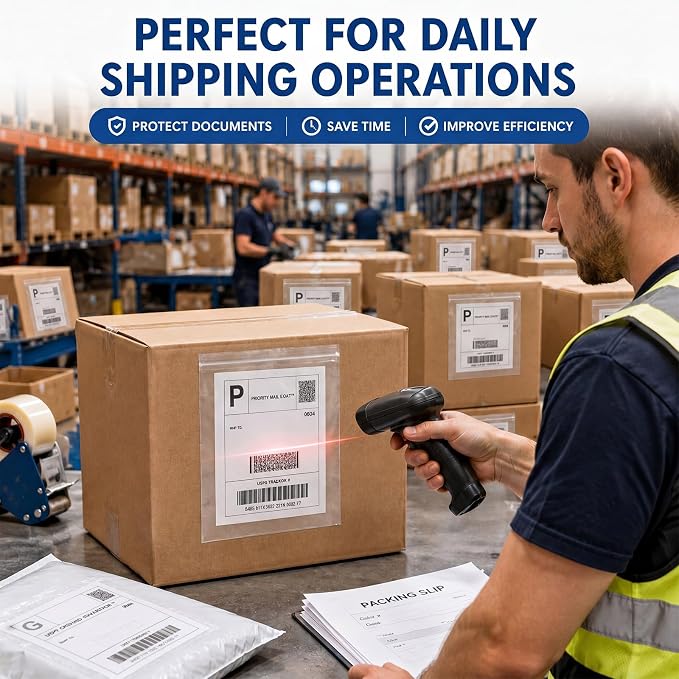 Glenmal 250 Pcs 6.7" x 10" Resealable Packing List Envelopes Clear - Image 6