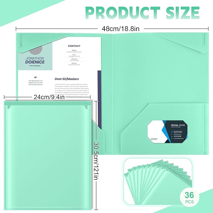 Henoyso 36 Pack Light Green Plastic Folders - Image 2