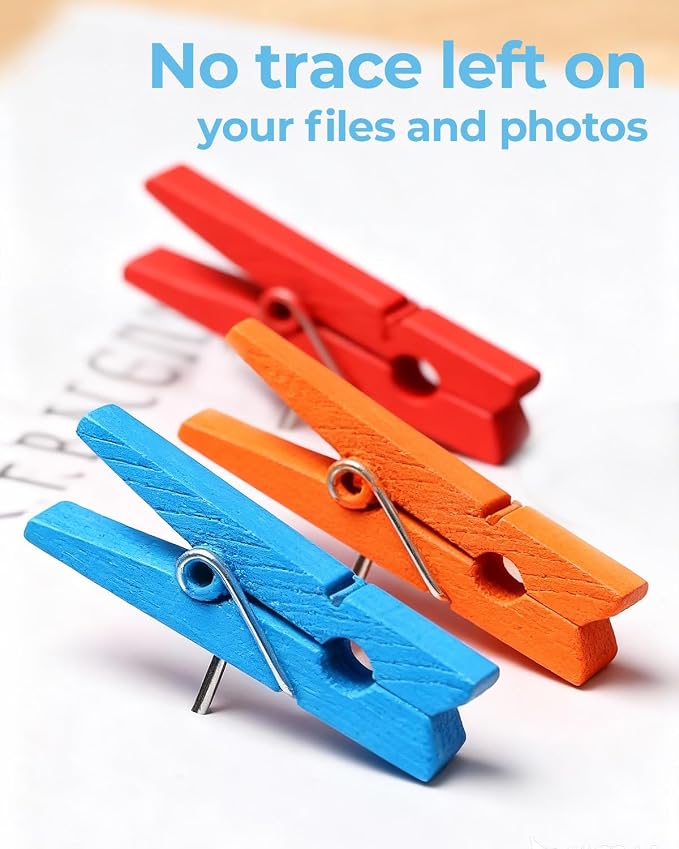 160Pcs Colorful Wooden Push Pin Clips, Decorative Thumbtack - Image 4