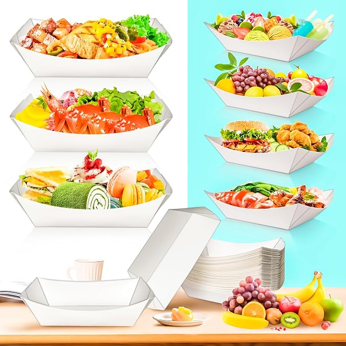 30 Pack Extra Large 5LB Paper Food Boats Trays Disposable Paper Boat, Heavy - Image 5