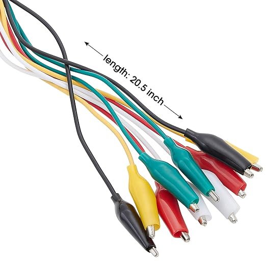 WGGE WG-026 10 Pieces and 5 Colors Test Lead Set & Alligator Clips, 20.5 inches - Image 2