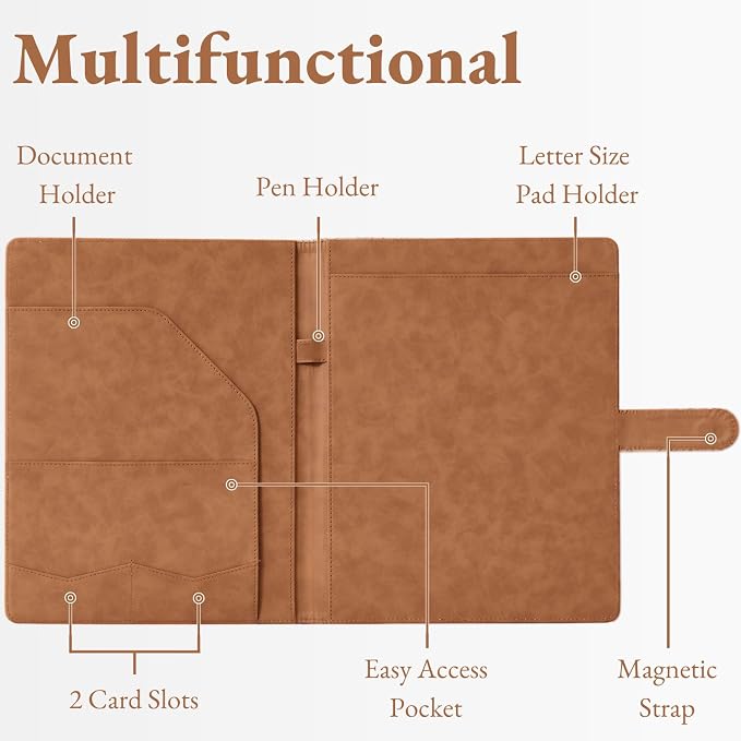 Mymazn Padfolio Portfolio Binder, Faux Leather Interview Resume Folder - Image 2