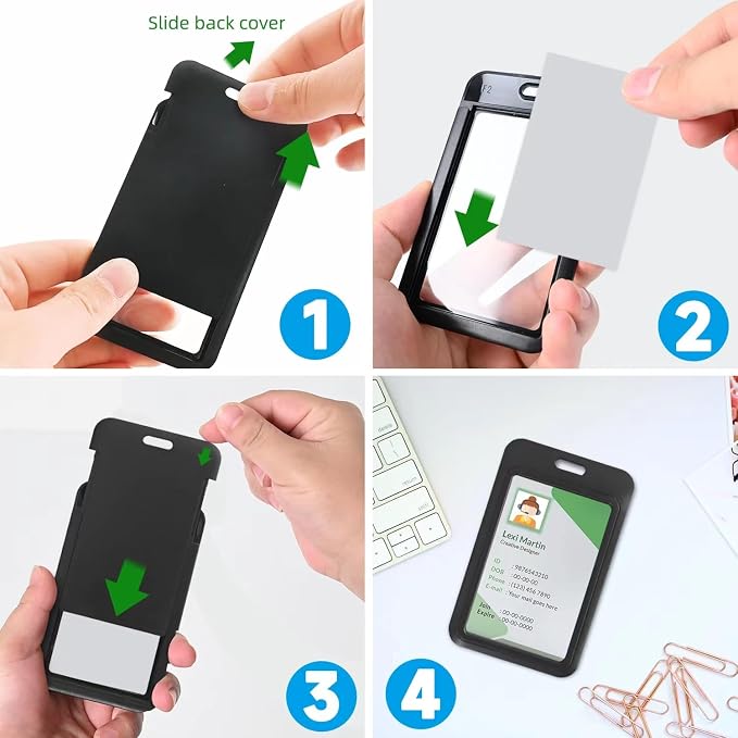 5 Pcs ID Badge Holder, Vertical Key Name Card Protector, Hard Plastic Cover - Image 5