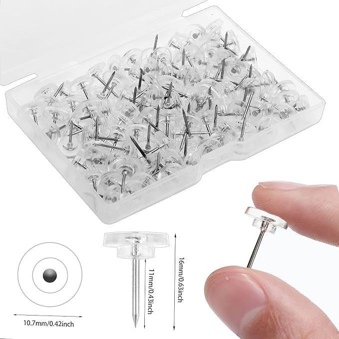 Clear Thumb Tacks for Wall Hangings Plastic Clear Push Pins 150 Count for Cork - Image 2