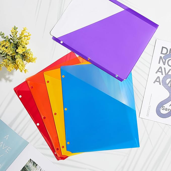Maitys 50 Pack Binder Pockets 3 Hole Punch Clear Plastic Document Folders - Image 4