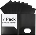 Black Folders with Pocket 7 Pack, 2 Pocket Folders, Plastic Folders with Pockets by Unknown