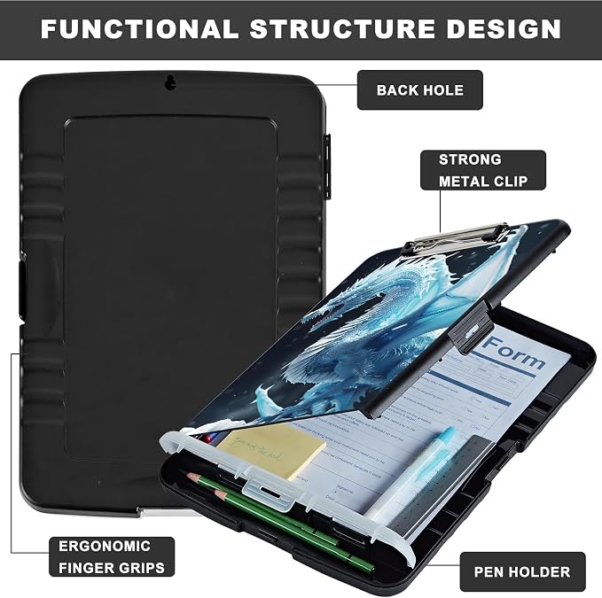 Snow Dragon Clipboard with Pen Holder - Image 6