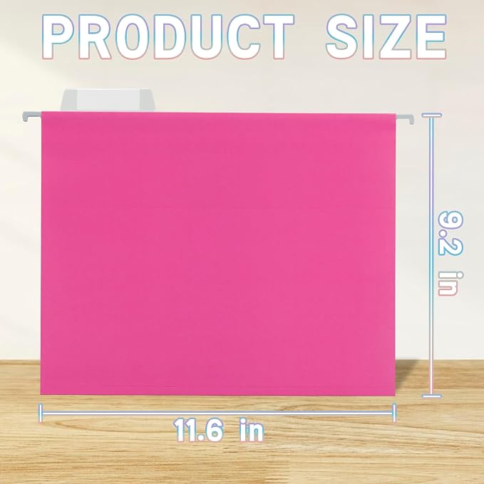 25 Packs Hanging File Folders Pink, Letter Size 8.5x11, Hanging File Folders - Image 2