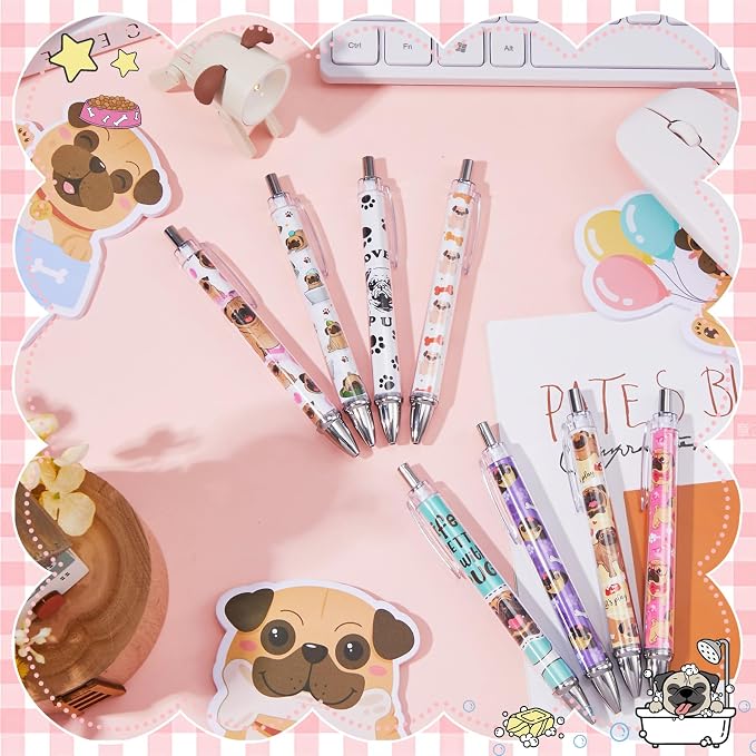 Ireer 8 Pcs Ballpoint Pens for Women 1.00 mm Cute Black Ink Fancy Pens Fine - Image 4