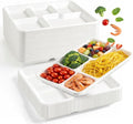 75Pack Compostable 5 Compartment Plates 10.25x8.25 inch Divided Paper Food Trays by VEIZEDD
