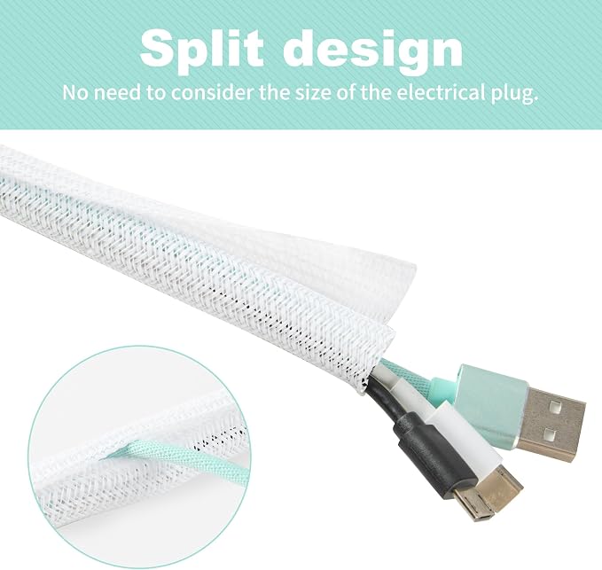 Split Wire Loom 3/4 Inch 50ft, Braided Cable Sleeve - Image 2