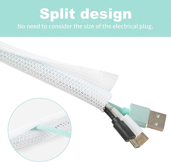 Split Wire Loom 1/4 Inch 25ft, Braided Cable Sleeve - Image 2