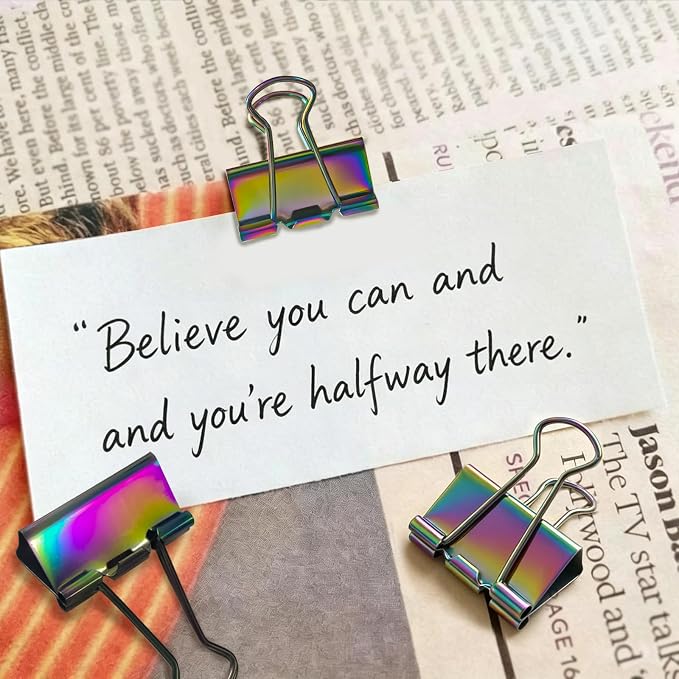 6 Pcs Rainbow Paper Clamps, Medium Binder Clips, 1.25 Inch Length - Image 5