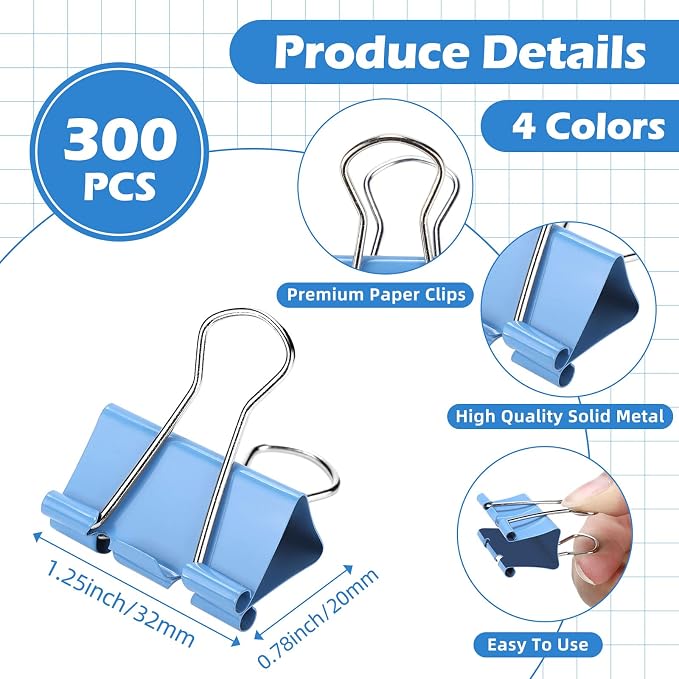 300 Pcs Medium Binder Clips Paper Clips Office Supplies Paper Clamps - Image 2