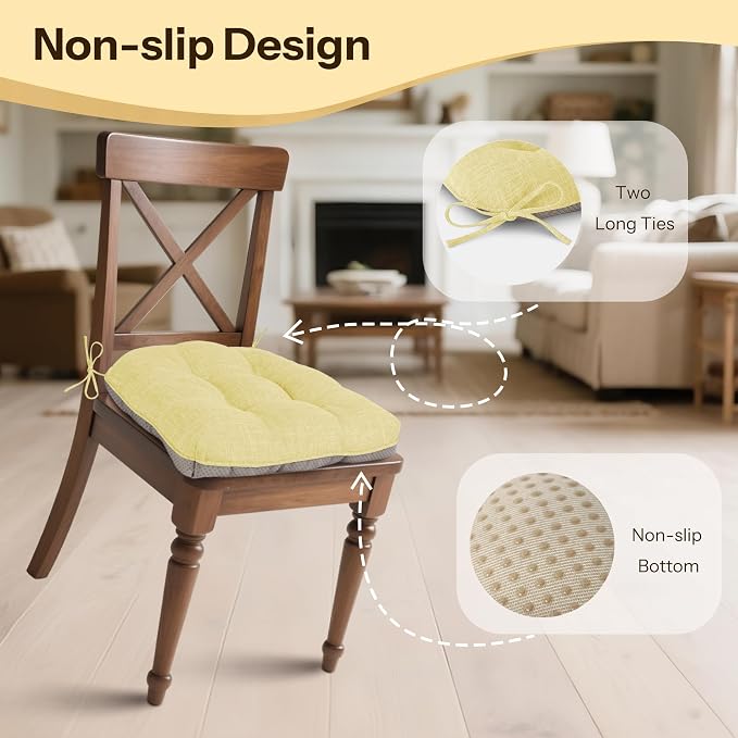 Non Slip Chair Cushions for Dining Chairs Set of 4 Kitchen Chair Cushions - Image 3