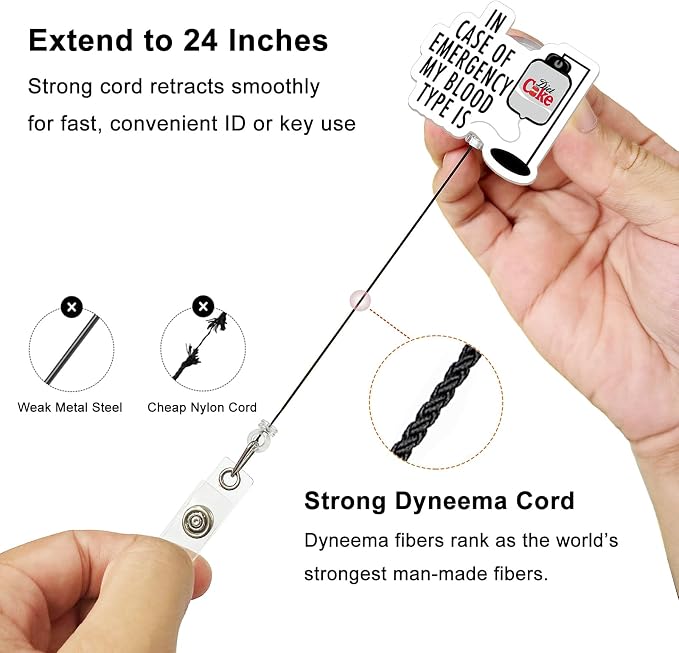 Funny Diet Drink Badge Reel, My Blood Type is Diet Soda Badge Holder - Image 3
