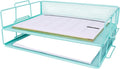 BLU MONACO Aqua Mesh Paper Tray Set of 2 | Stackable Letter Trays by Blu_Monaco