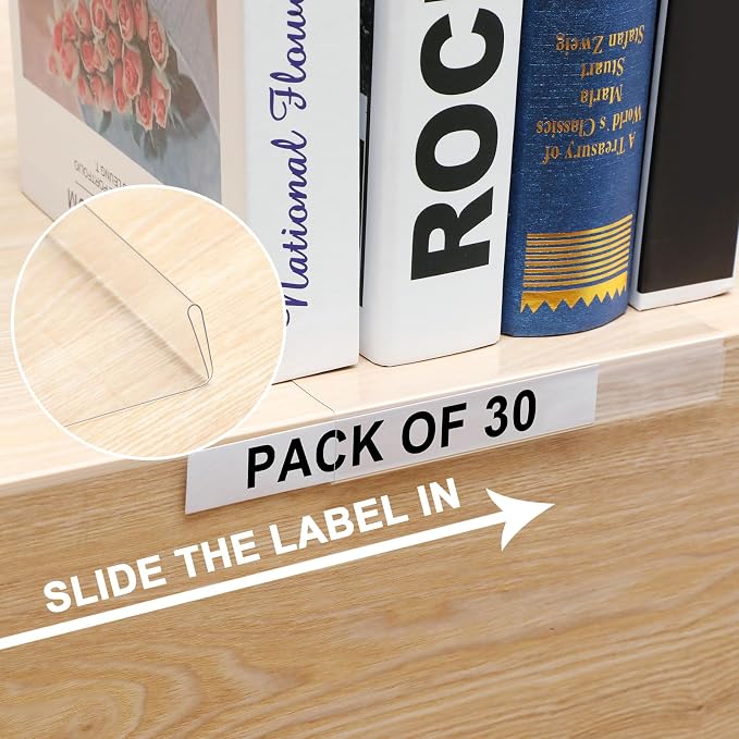Containlol 30 Pcs Moveable Shelf Label Holders Clear Transparent Plastic - Image 5