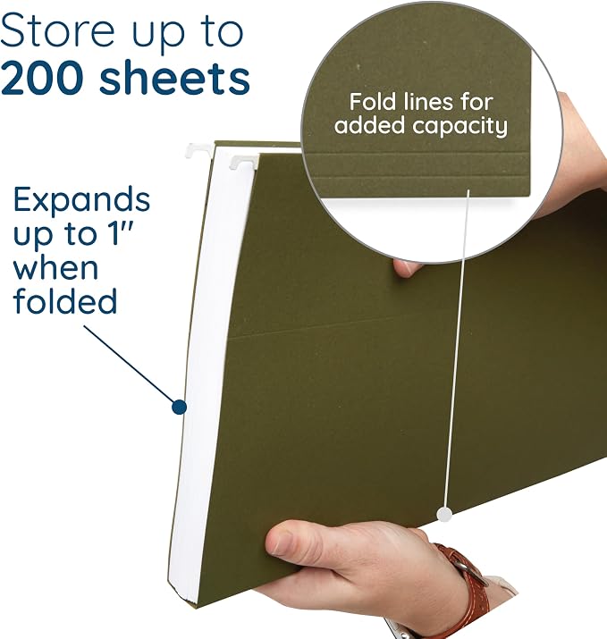 25 Blue Summit Supplies Legal Size Hanging File Folders – Standard Green - Image 4