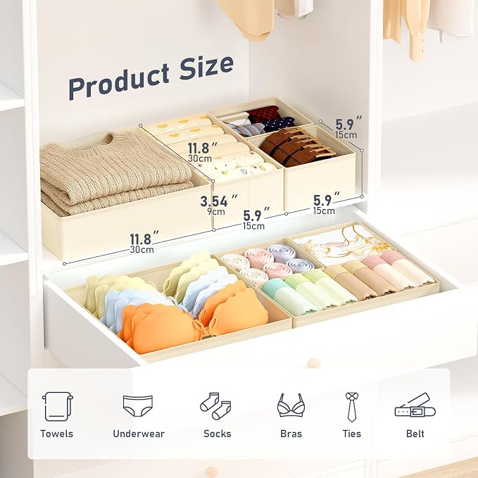 DIMJ Drawer Organizer Clothes, 30 Pack Dresser Organizer, Foldable Closet - Image 2
