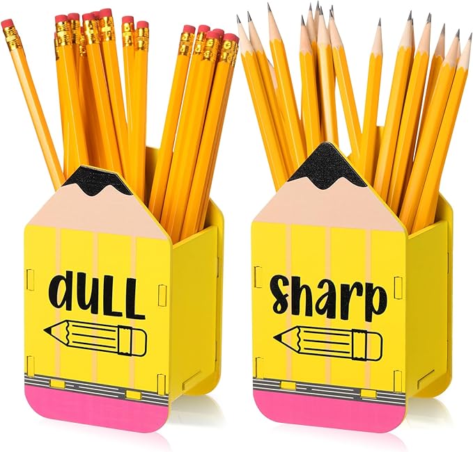 DoubleFill 2 Pcs Pencil Shaped Holder Sharp Dull Holder Wooden Dispenser Pencil by DoubleFill