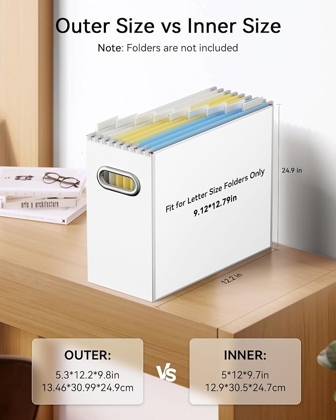 Oterri File Organizer Box, Portable Collapsible Cardboard File Folder Organizer - Image 2