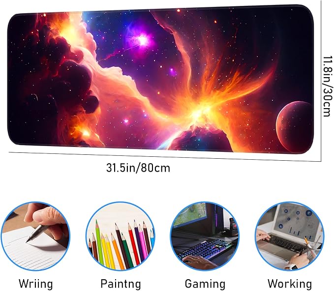 Gaming Mouse Pad, Galaxy Starry Sky Non-Slip Rubber Base - Image 3