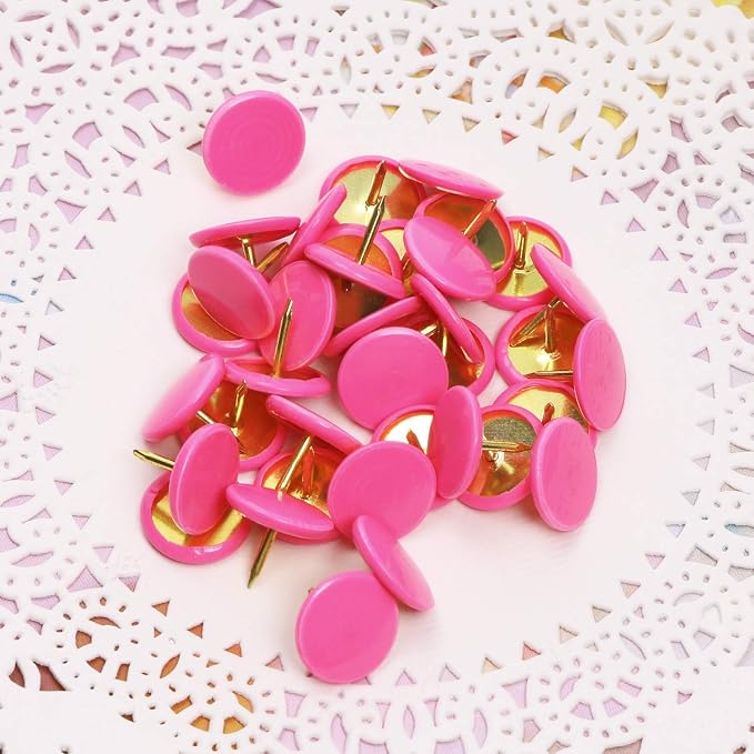 Tupalizy 120PCS Flat Plastic Round Head Map Thumb Tacks Push Pins - Image 2