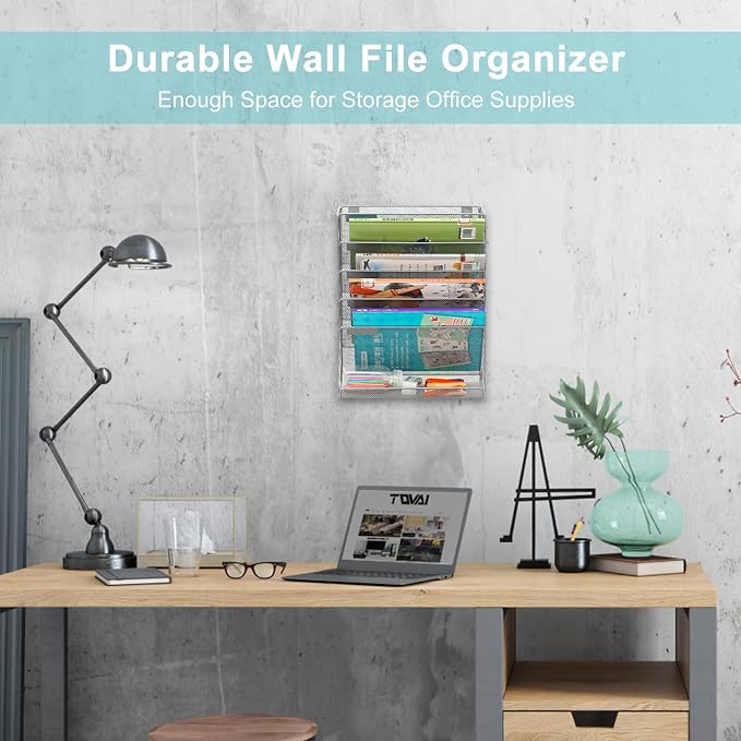 EasyPAG 5 Tier Wall File Holder, Mesh Hanging Folder Organizer - Image 6